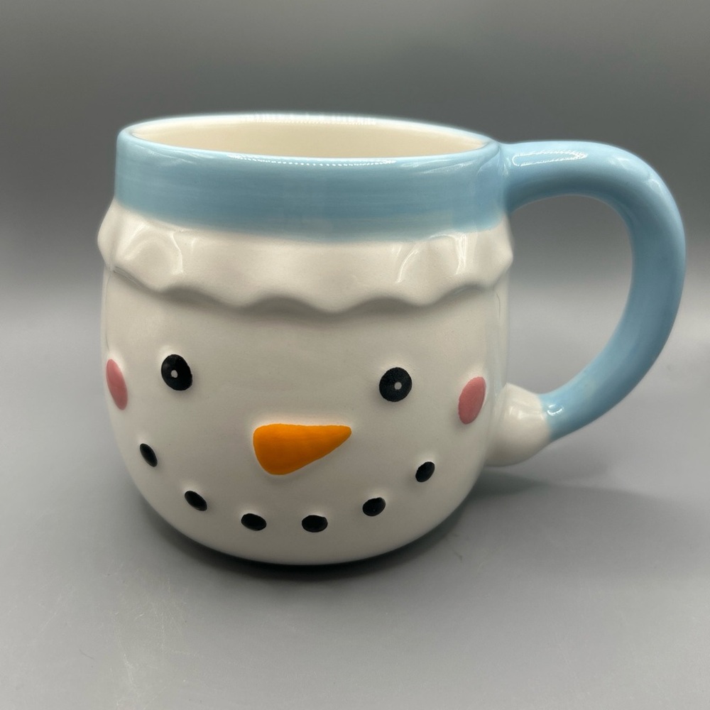 Target Bullseye Christmas 2024 Whimsical Snowman Ceramic Mug Blue NEW